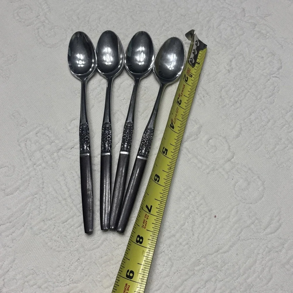 4Pcs Vtg Oneida Northland Napa Valley Stainless Iced Teaspoon Japan Discontinued